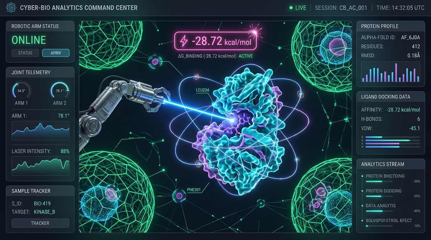 Stitch Cyber-Bio 3D Command Center UI Mockup
